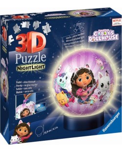 3D Παζλ Ravensburger 72 κομμάτια  - Φωτιζόμενη υδρόγειος σφαίρα Gabby's Dollhouse