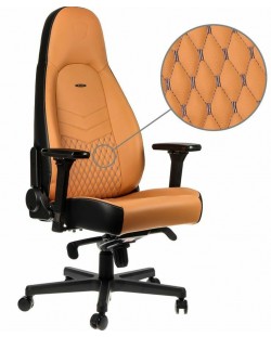 Καρέκλα gaming noblechairs - ICON, φυσικό δέρμα, cognac/black