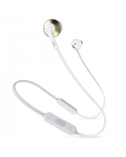 Ασύρματα ακουστικά JBL - T205BT, λευκά/χρυσαφί