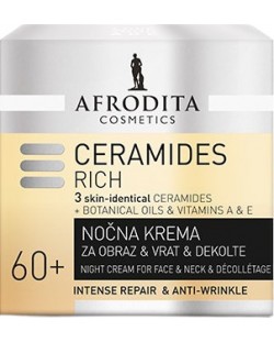 Afrodita Ceramides Rich Κρέμα προσώπου νύχτας, 60+, 50 ml