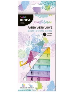 Ακρυλικά χρώματα Kidea - 12 χρώματα, 12 ml, παστέλ