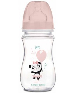 Μπουκάλι κατά των κολικών Canpol - Exotic Animals, 240 ml, ροζ panda