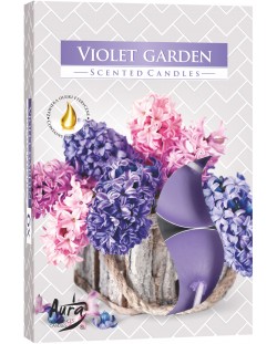 Αρωματικά κεριά Bispol Aura - Violet Garden, 6 τεμάχια