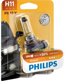 Λάμπα αυτοκινήτου Philips - H11, Vision +30% more light, 12V, 55W, PGJ19-2