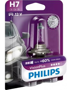 Λάμπα αυτοκινήτου  Philips - H7, Vision plus +60% more light, 12V, 55W, PX26d