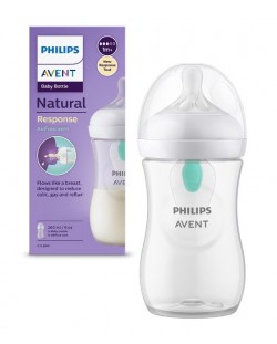 Μπιμπερό   Philips Avent - Natural Response 3.0, AirFree,με θηλή 1 μηνών +, 260 ml