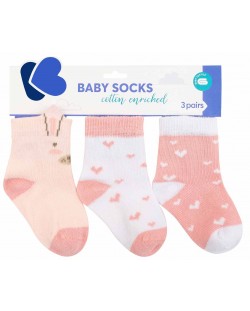Βρεφικές κάλτσες με τρισδιάστατα αυτιά KikkaBoo  - Rabbits in Love,6-12 μηνών, 3 ζευγάρια