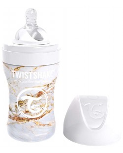 Μπιμπερό Twistshake - Μαρμάρινο λευκό, ανοξείδωτο, 260 ml