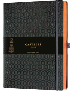 Σημειωματάριο Castelli Copper & Gold - Honeycomb Copper, 19 x 25 cm, με γραμμές