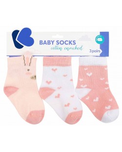 Βρεφικές κάλτσες με τρισδιάστατα αυτιά KikkaBoo - Rabbits in Love, 0-6 μηνών, 3 ζευγάρια
