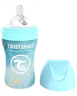 Μπιμπερό Twistshake - Μαρμάρινο μπλε, ανοξείδωτο, 260 ml