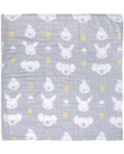 Βρεφική κουβέρτα μουσελίνας Playgro - Fauna Friends, 70 х 70 cm