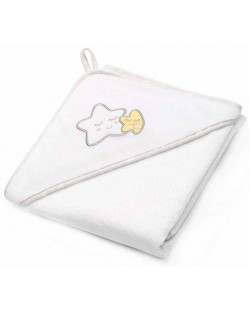 Βρεφική πετσέτα με κουκούλα Babyono - 85 х 85 cm, άσπρη