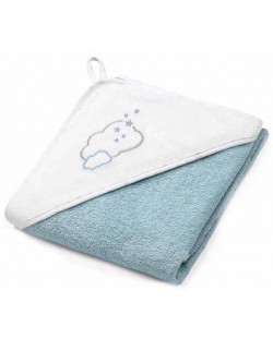 Βρεφική πετσέτα με κουκούλα  Babyono - 85 х 85 cm, μπλε