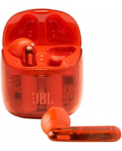 Ασύρματα ακουστικά με μικρόφωνο JBL - T225 Ghost, TWS, πορτοκαλί