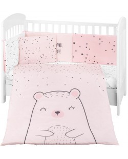 Σετ ύπνου  βρεφικού κρεβατιού 6 τεμαχίων KikkaBoo - Bear with me, Pink, 70 х 140 cm