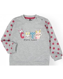 Βρεφική μπλούζα με απλικέ  Divonette - Γκρι μελανζέ, για κορίτσι, 12-18 μηνών
