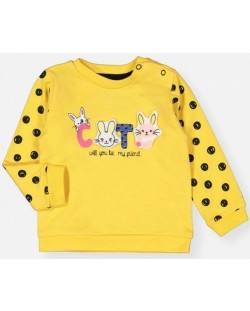 Βρεφική μπλούζα με απλικέ  Divonette - Κίτρινο, για κορίτσι, 6-12 μηνών