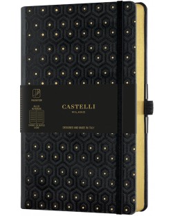 Σημειωματάριο Castelli Copper & Gold - Honeycomb Gold, 13 x 21 cm, με γραμμές