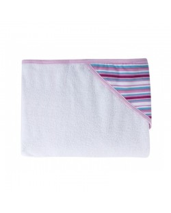 Βρεφική πετσέτα με κουκούλα Canpol- Newborn Baby, ροζ μπορντούρα