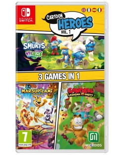 Cartoon Heroes Vol. 1: 3 Games in 1 (Smurfs Mission Vileaf &Marsupilami & Garfield Lasagna Party) (Nintendo Switch)