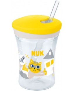 Κύπελλο με καλαμάκι NUK Evolution - Action Cup, 230 ml, κίτρινο