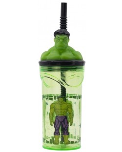 Κύπελλο με καλαμάκι και 3D φιγούρα Stor Avengers - Invisible Force, Hulk, 360 ml