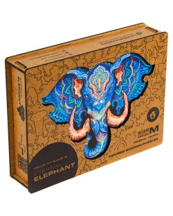 Ξύλινο παζλ Unidragon 194 κομματιών - Ελέφαντας (μέγεθος Μ)