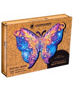 Ξύλινο παζλ Unidragon 700 κομματιών - Πεταλούδα (μέγεθος RS)