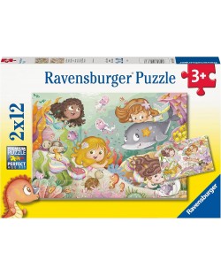 Παιδικό παζλ Ravensburger 2 x 12 κομμάτια - Γοργόνες