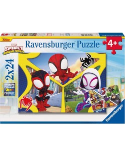 Παιδικό παζλ Ravensburger 2 x 24 κομμάτια - Ο Spidey και οι καταπληκτικοί φίλοι του