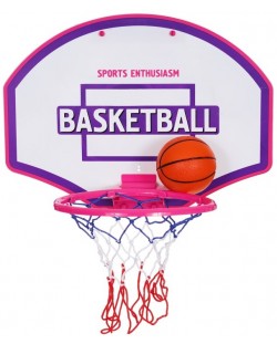 Παιδικό σετ  GT - Ταμπλό μπάσκετ τοίχου με μπάλα και αντλία, ροζ