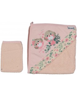 Παιδική πετσέτα και γάντι  μπάνιου Miniworld - 80 х 80 cm, powder