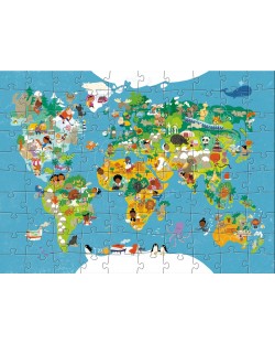 Παιδικό παζλ Haba - Χάρτης του κόσμου, 100 τεμάχια