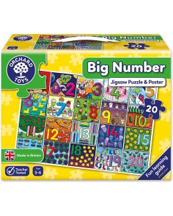 Παιδικό παζλ Orchard Toys - Μεγάλοι αριθμοί, 20 τεμάχια