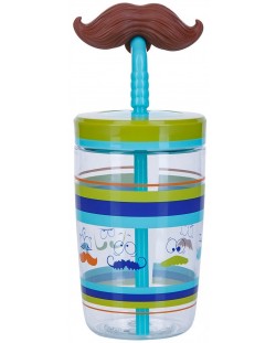 Παιδικό κύπελλο με καλαμάκι Contigo - Electric Blue Mustache, 470 ml
