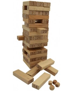 Παιδικό παιχνίδι Raya Toys-Ξύλινος πύργος με αριθμούς Jenga, 54 τεμάχια