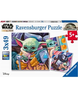 Детски пъзел Ravensburger 3 x 49 κομμάτια - The Mandalorian: Grogu Moments