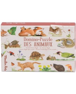 Παιδικό εκπαιδευτικό παιχνίδι Moulin Roty - Παζλ ντόμινο με ζώα