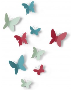Διακόσμηση τοίχου Umbra - Mariposa, 9 πεταλούδες, πολύχρωμη