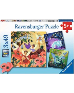 Детски пъзел Ravensburger 3 x 49 κομμάτια - Μαγικοί χαρακτήρες