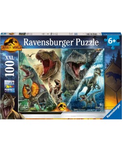 Παιδικό παζλ Ravensburger 100 XXL κομμάτια - Κυριαρχία στον Jurassic World