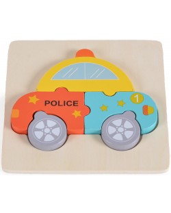Παιδικό ξύλινο παζλ  Moni Toys -Αστυνομικό αυτοκίνητο, 5 τεμάχια 