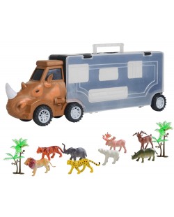 Παιδικό μεταφορέα αυτοκινήτου Raya Toys -Ρινόκερος με ζώα, 11 μέρη