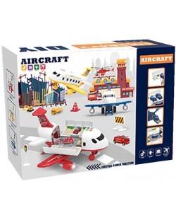 Παιδικό παιχνίδι Ocie - Aircraft, αεροπλάνο-γκαράζ με 4 αυτοκίνητα
