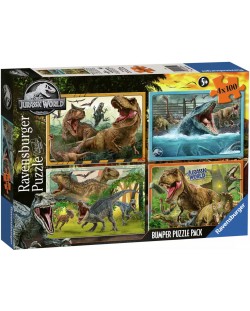 Παιδικό παζλ Ravensburger 4 x 100 κομμάτια - Jurassic κόσμο