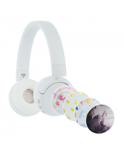 Παιδικά ακουστικά BuddyPhones - POP Fun, ασύρματα, λευκά