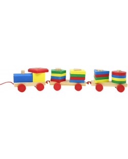 Παιδικό παιχνίδι Toru Toys - Ξύλινο τρενάκι, 38 εκ
