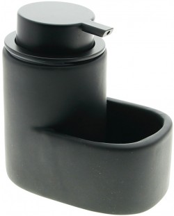 Δοχείο υγρού σαπουνιού με θήκη για σφουγγάρι Hit - 13.5 cm, μαύρο
