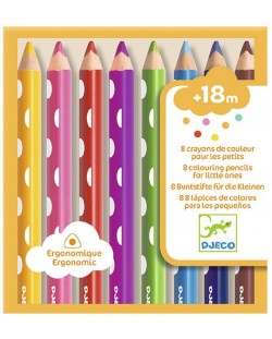 Σετ με χρωματιστά μολύβια  Djeco - 8 τεμάχια,Για τους μικρούς